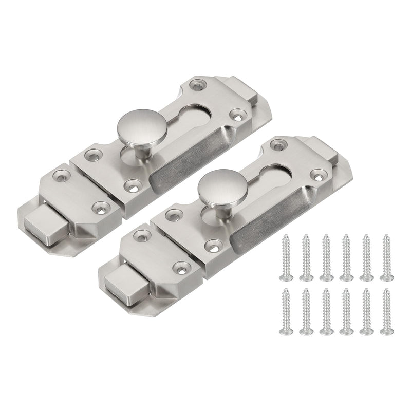 PATIKIL Barrel Bolt Latch, 2 Pack 5 Inch Solid Slide Door Lock Zinc Alloy Security Bolt Latch Vintage Gate Latches for Barn Warehouse, Silver