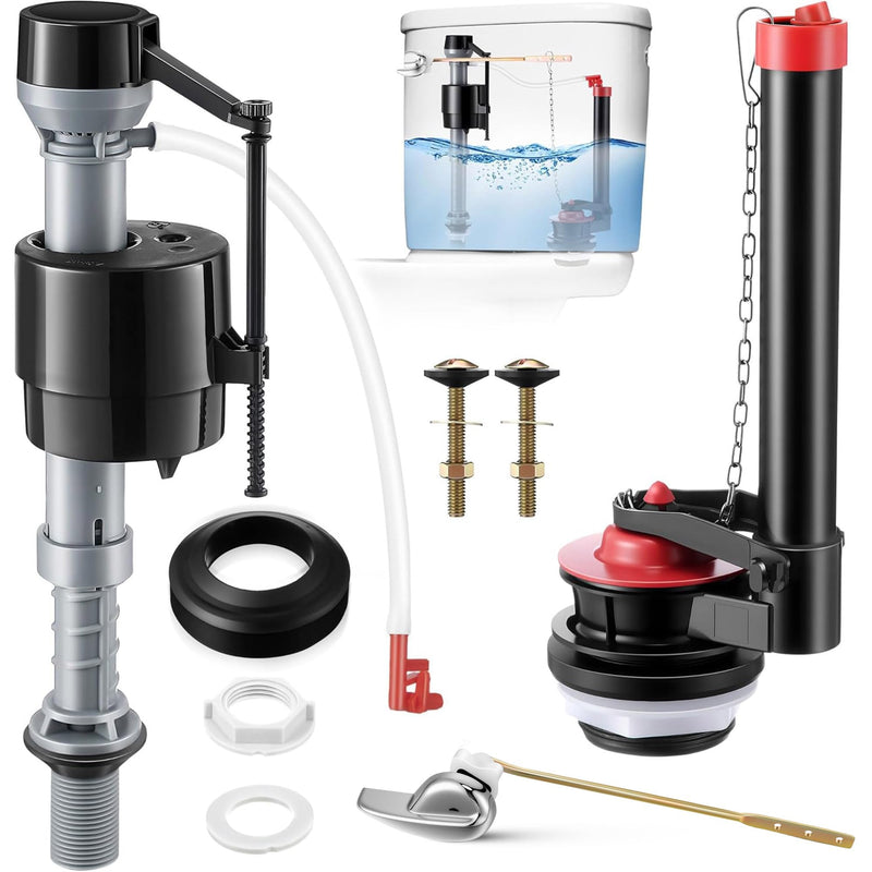 1 Set 2 Inch Toilet Flusher Repair Kit, Fill Valve with Flapper 1