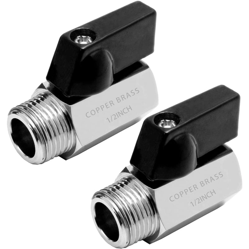 Shower Head Shut Off Valve Brass with Chrome Plating 1/2" NPT Male to Female Thread Water Flow Control Valve 1/2 Inch