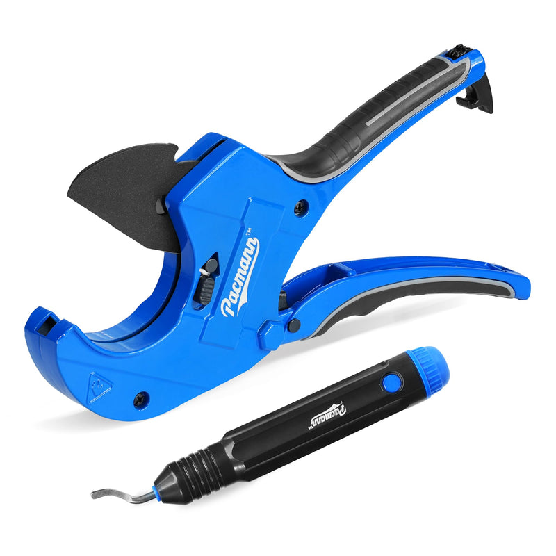 PVC Pipe Cutter, Up to 2-1/2", Ratchet Pipe Cutter Heavy-Duty, Pex Cutting Tool for Cutting PEX, PVC, PPR Plastic Hoses and Plumbing Pipe with Deburring Tool - NewNest Australia