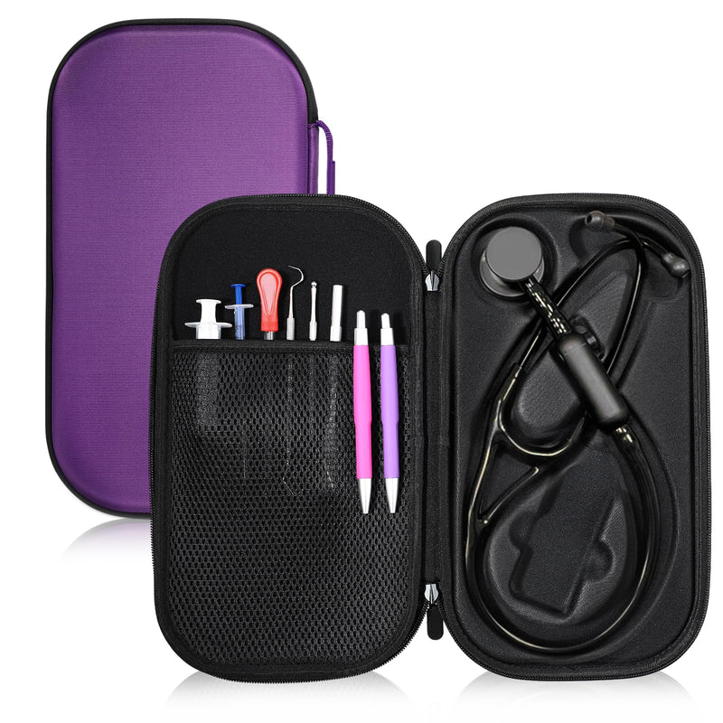 1 Pack Digital Stethoscope Case, 13.19 x 7.48 x 1.77 Inches Large Carrying Case Compatible with Digital or Cardiology Stethoscope (Purple) Purple