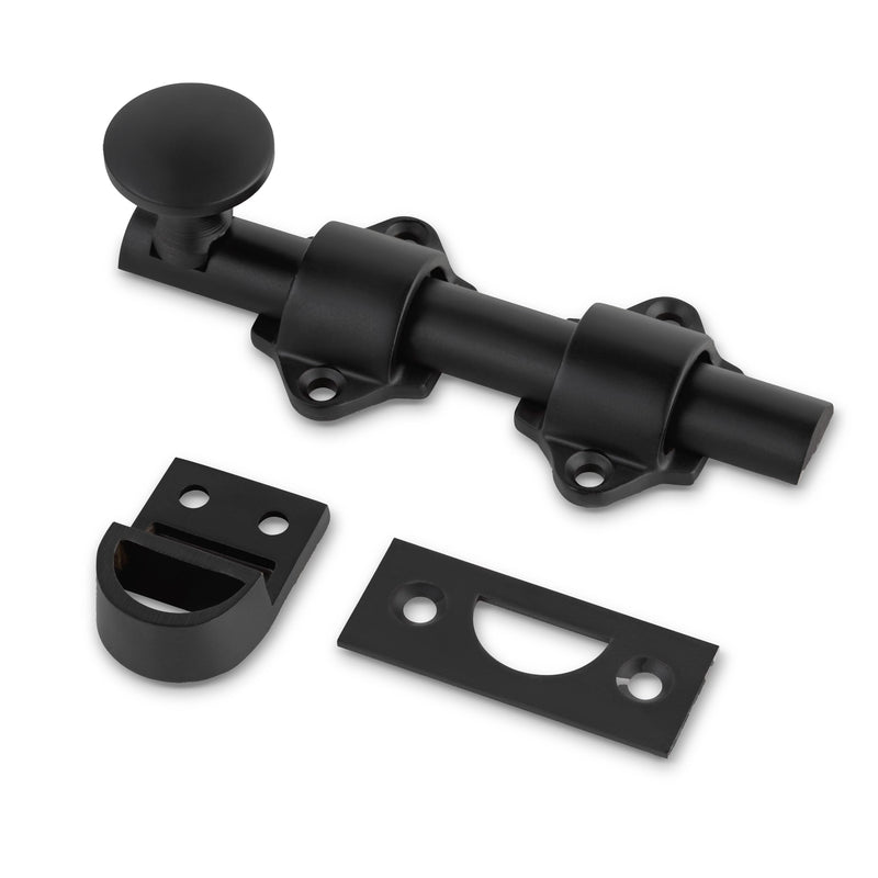 Mega Handles Dutch Door Bolt - 4 Inch Heavy Duty Slide Bolt Latch, Easy to Install Slide Latch for Dutch Doors, Suitable Slide Bolt for Toy Boxes, Cabinets, Pantry Doors and More - Matte Black 1 Pack