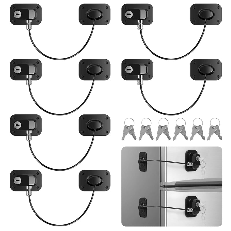 8Pcs Freezer Child Proof Refrigerator Lock with Key Self Adhesive Fridge Lock Combo Child Safe Freezer Door Refrigerator Lock for Cabinets Drawers Ovens Black 8pcs