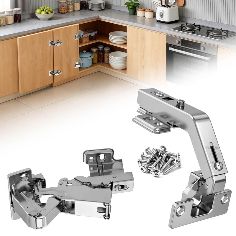 Corner Cabinet Hinge Set 180° & 135° Soft Close, 2x180° + 2x135° Inset Hinges for Lazy Susan Bi-Folding Kitchen Cupboard Door Hardware 2 set