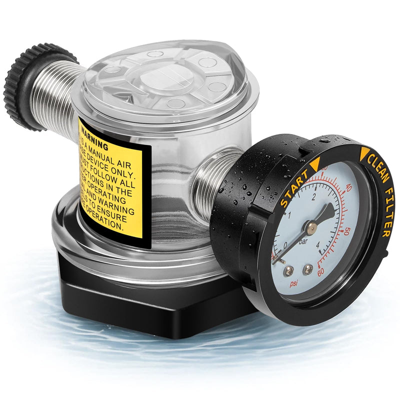 273564Z Manual Air Relief Valve with Pressure Gauge Compatible with Pentair Triton C, TR100C, TR140C, Triton II Sand Filters –For Clean & Clear,Warrior,EasyClean,SMBW 4000 Pool & Spa DE Filter Systems