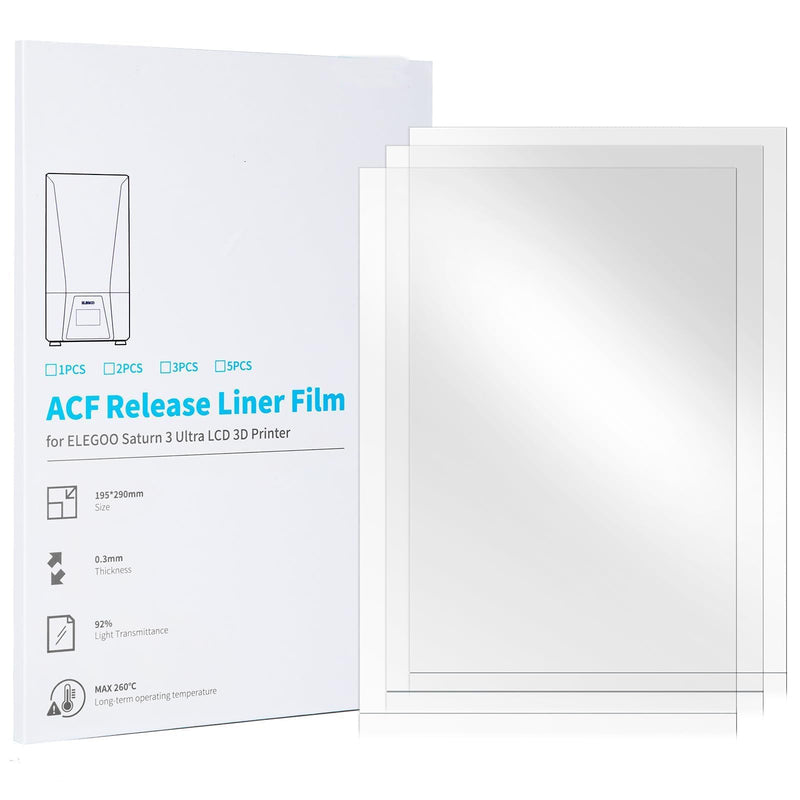 3pcs ACF Release Liner Film for Saturn 3 Ultra Resin Printer - Less Tension, 3X Faster Printing, 290x195mm, 0.3mm Thickness