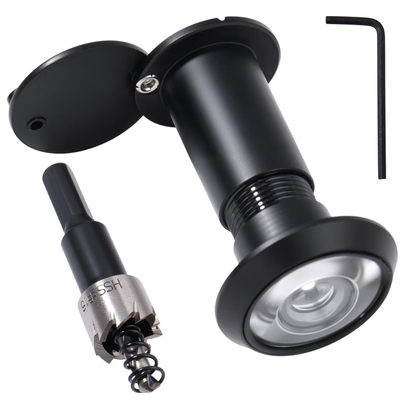 Door Viewer Peephole with Cover 200 Degree Zinc Alloy Security Peephole Adjustable for 1.4-2.3in with Drill Bit and Small Allen Wrench Black Anti Peeping Reverse Privacy Covers