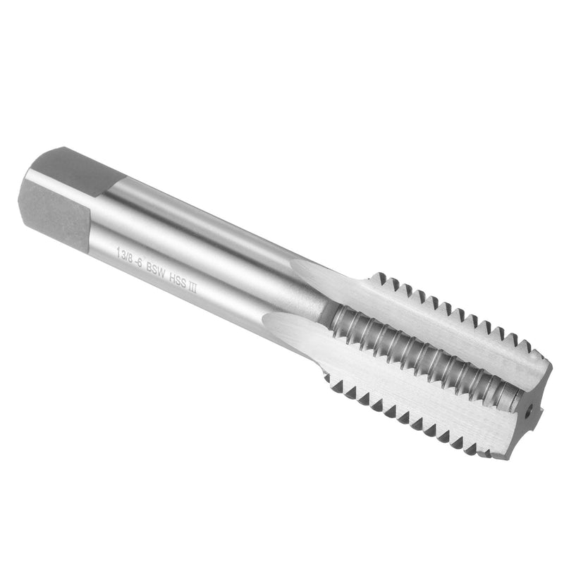 uxcell Hand Bottom Tap 1"-3/8"-6 BSW 2B Thread Bottoming Style Threading Taps High Speed Steel HSS6542 Straight Flutes Screw Tapping Tool