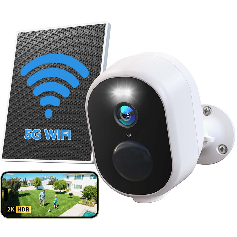 GNCC Solar Security Cameras Wireless Outdoor, 2K Outdoor Battery Camera, Color Night Vision, SD/Cloud Storage, Alarm Detection, 2.4 & 5GHz WiFi, Easy to Install, Manually Adjust View 1