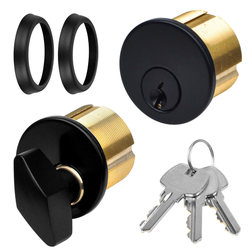 Commercial Mortise Door Lock, Storefront Door Lock with Key | 2 PCS Black Cylinder Lock Replacement, fits for Adams Rite