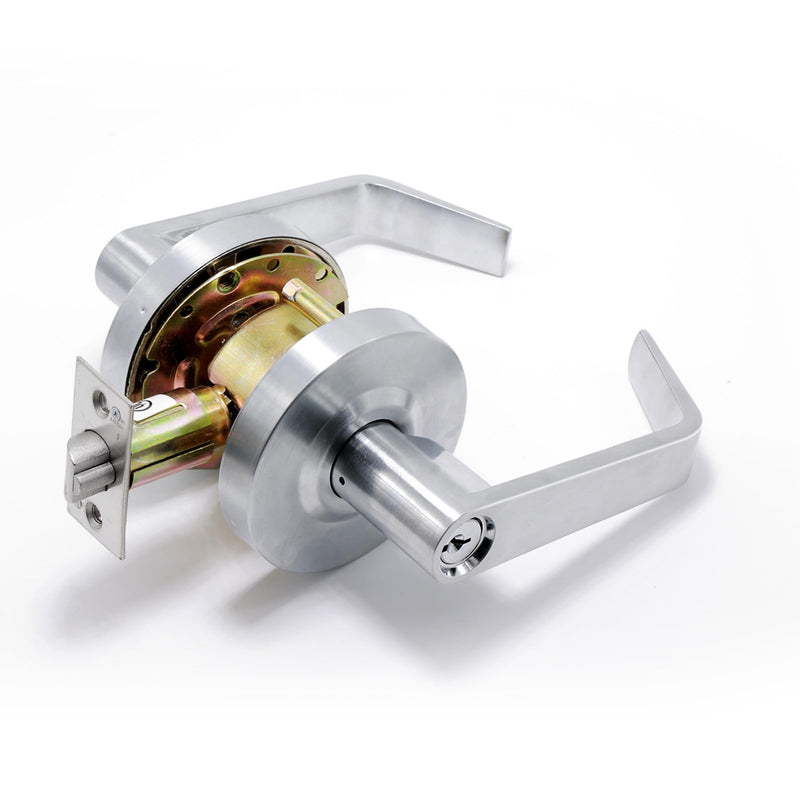 BSEED Keyed Entry Commercial Door Lever Lock, Heavy Duty Grade 2 Lever Handle, ADA Compliant, UL 3 Hour Fire Rated, Non-Handed, Satin Chrome Finish, 2-3/4" Backset for Office & Exterior Doors