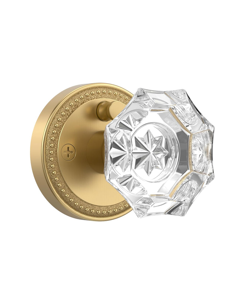 Asidrama 1 Pack Privacy Champagne Bronze Crystal Door Knob with Lock, Champagne Bronze Door Knobs Interior for Bedroom or Bathroom, Heavy Duty for Left Right Sided Doors 220 1pack