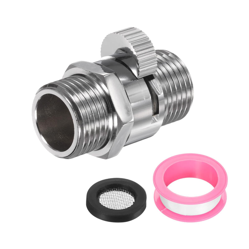 uxcell G1/2" Male x Male Shower Shut Off Valve, Brass Water Flow Control Valve for Shower Head with Hose Flow Restrictor, Silver 1