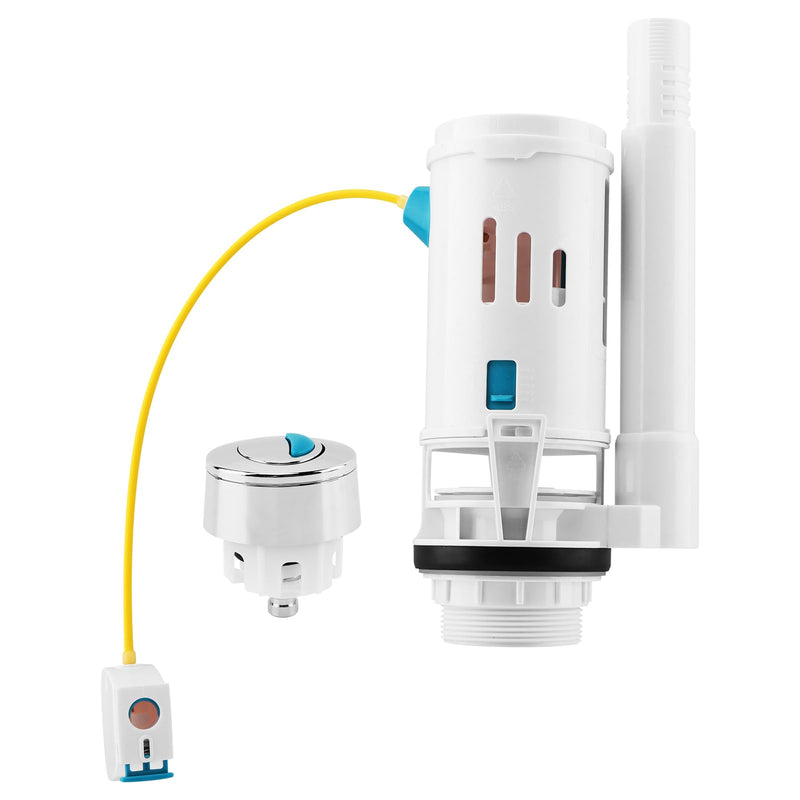 Toilet Dual Flush Valve with Push Button, Toilet Flush System Replacement Adjustable Universal 2" Outlet 280mm Cable Cistern Flush Replacement HK064