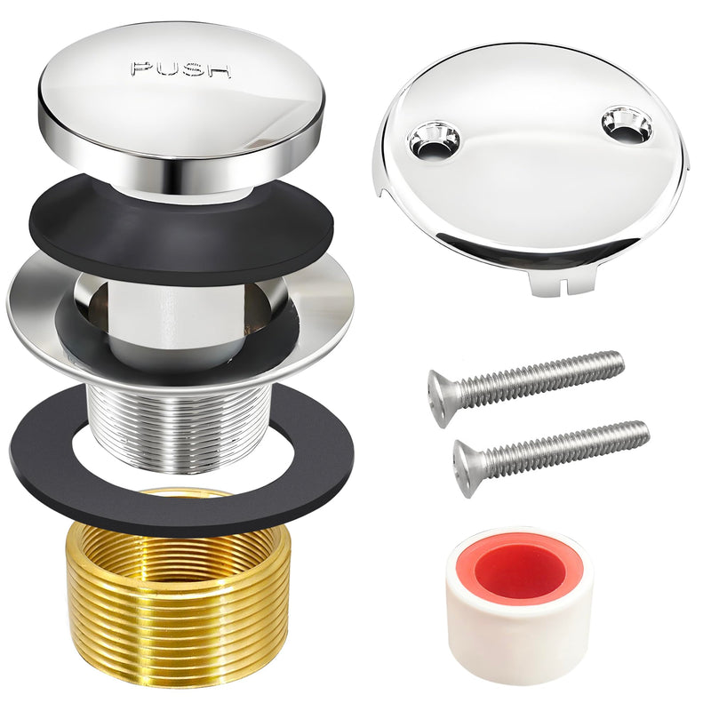 Tub Stopper Bathtub Drain Kit, Silver Universal Bathtub Overflow Drain Cover, Metal Tip-Toe Trim Kit with Easy Fit Design for Most Tubs