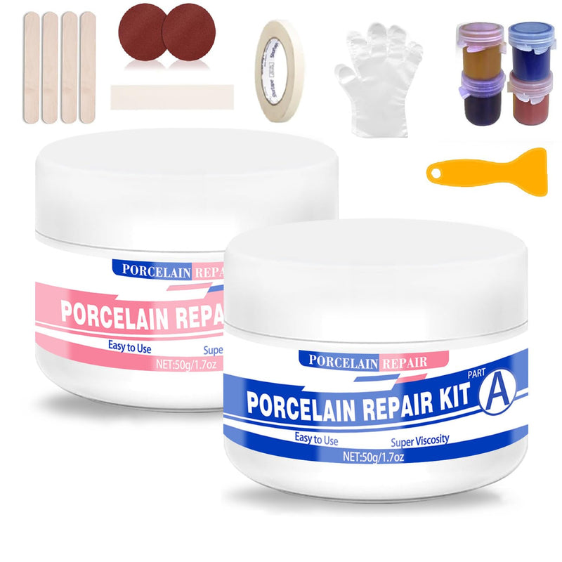 Fiberglass Tub Repair Kit (Color Match), 3.7oz Fiberglass Shower, Porcelain Sink and Acrylic Bathtub Repair Kit, Quick to Fix Cracks, Chips, Dents, Holes on Bath Tub & Toilet, Almond/Biscuit/Bone