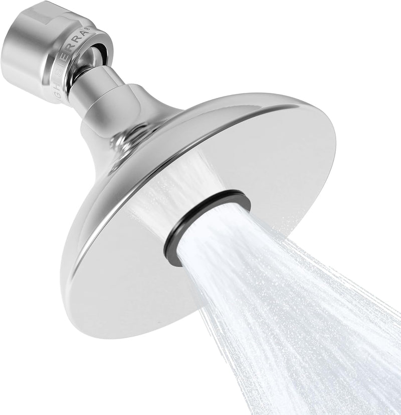 High Sierra® HALF DOME® Solid Lead-Free Metal 1.25 GPM Award Winning. Ultra Low Flow Shower Head. Patented Nozzle Never Clogs - Polished Chrome Finish