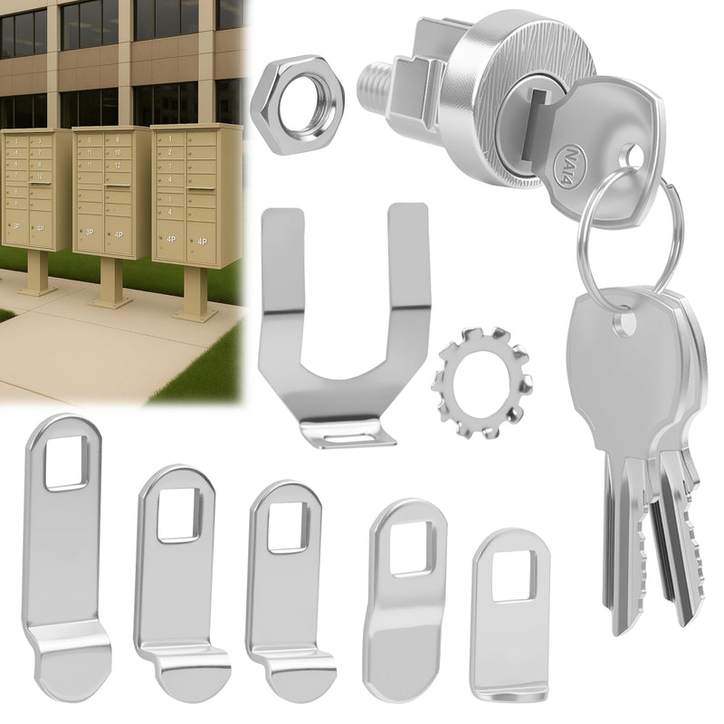 5 Pack L-1172C Mailbox Lock Replacement Includes 3 Keys Per Lock& 5 Locking Plates – C9100 National Standard Key Lock for Cluster Boxes,90° Clockwise Rotation