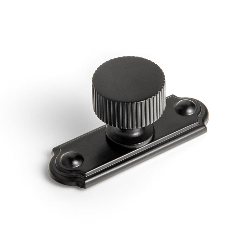 Goo-Ki Black Zinc Alloy Cabinet Knob with Backplate - Single Hole Center Cabinet Pull Hardware for Bedroom, Kitchen, 2 Pack（9596-C）