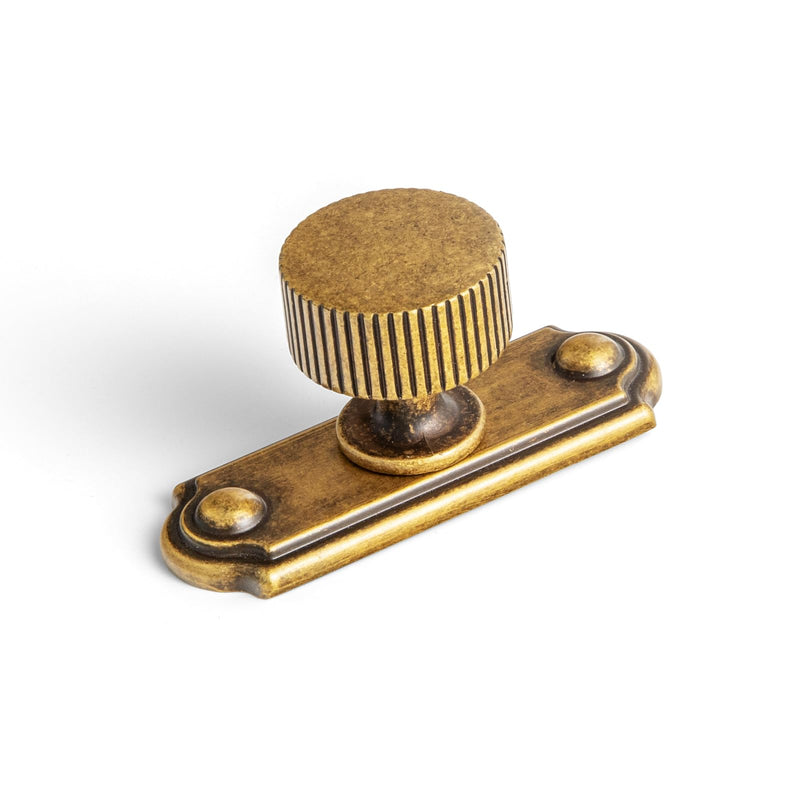 Goo-Ki Antique Brass Zinc Alloy Cabinet Knob with Backplate - Single Hole Center Cabinet Pull Hardware for Bedroom, Kitchen, 2 Pack（9596-C）