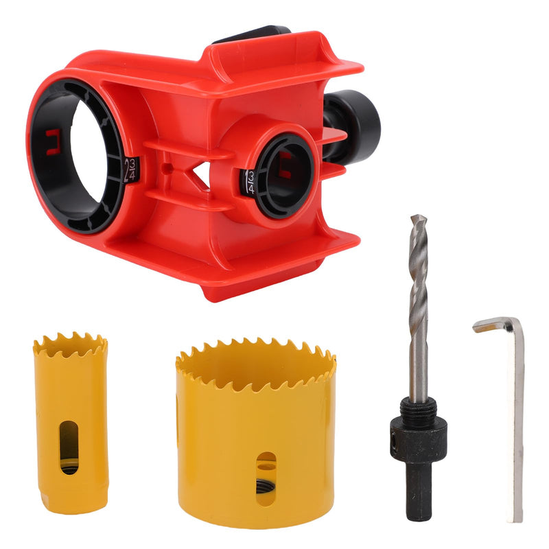 Door Lock Installation Kit, Adjustable Template HSS Hole Saws Drill Bit Door Hole Drilling Kit Door Hole Drilling Tool for Metal Wooden Doors