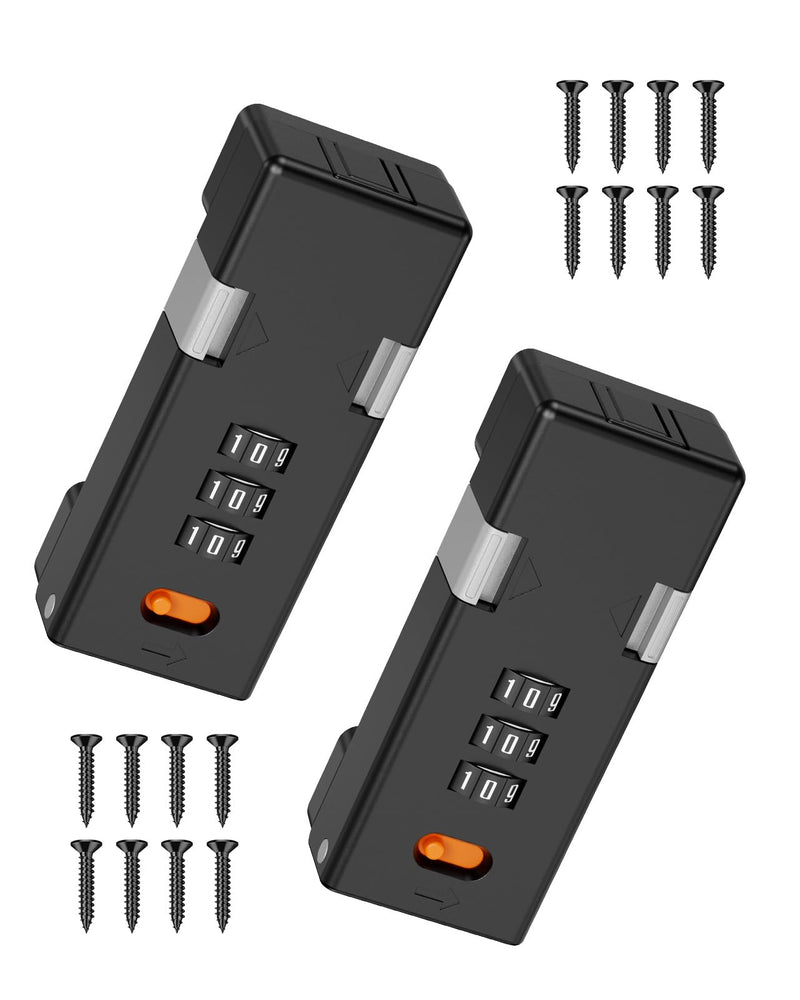 180 Degree Barn Door Combination Lock, 3 Digit Password Keyless Home Security Lock for Kitchen Cabinet, Drawer, Locker, Sliding Closet Doors - Sturdy and Practical Gate Latch (2, Black) 2