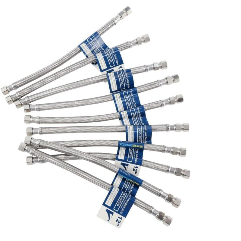 12" Delta Style Flexible Faucet Connector, 3/8" Comp M x F, 10pcs 12 Inch 10pcs