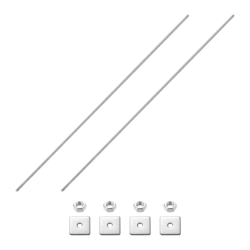 uxcell 2Pcs Fully Threaded Rod, M3 x 500mm 304 Stainless Steel Fully Threaded Studs with Nuts and Washers for Clamps, Hangers and U-Bolts, Silver 2