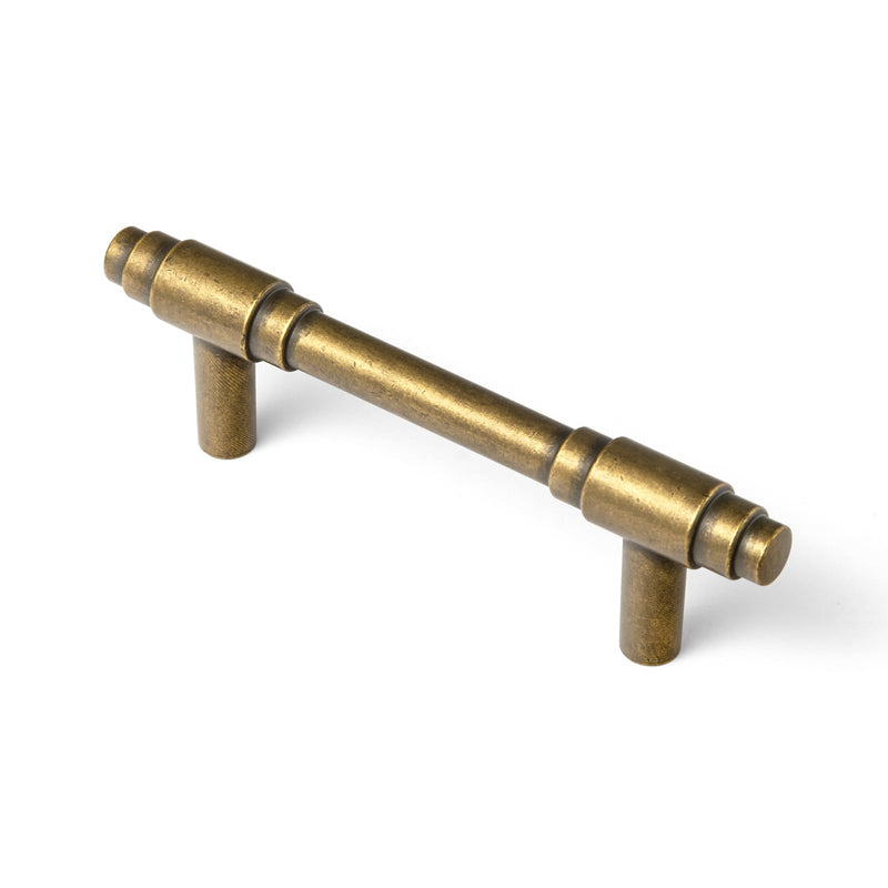 6 Pack Antique Brass Cabinet Pulls, 3" Hole Center Vintage Handle | Cabinet Hardware Drawer Handles, Solid Zinc Alloy Cylindrical Hardware for Pantry, Wardrobe, Kitchen Cupboard Restoration 3 Inch Hole Center