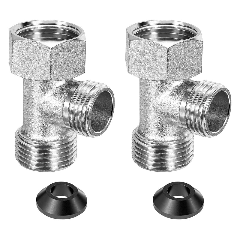 EEEKit 2PCS Bidet T Adapters, 3 Way 7/8" x 7/8" x 3/8" T Valve Adapters with Sealing Gasket for Toilet Connector