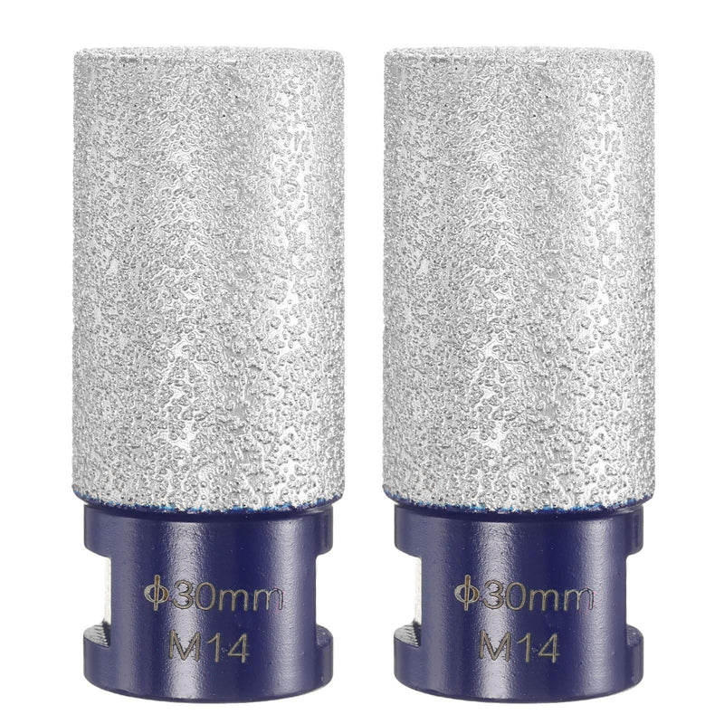 HARFINGTON 2pcs Diamond Finger Milling Bits 30mm (1-3/16") Dia M14 Thread Diamond Milling Bit for Enlarging Shaping Existing Holes in Porcelain Ceramic Tile Marble, Blue 30mm (1-3/16") 2