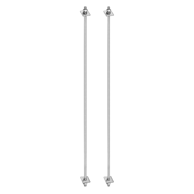 uxcell 2Pcs M8x500mm 304 Stainless Steel Double End Threaded Stud Screw Bolt with Nuts, Square Flat Washers & Spring Washers for House Maintenance, Silver Tone
