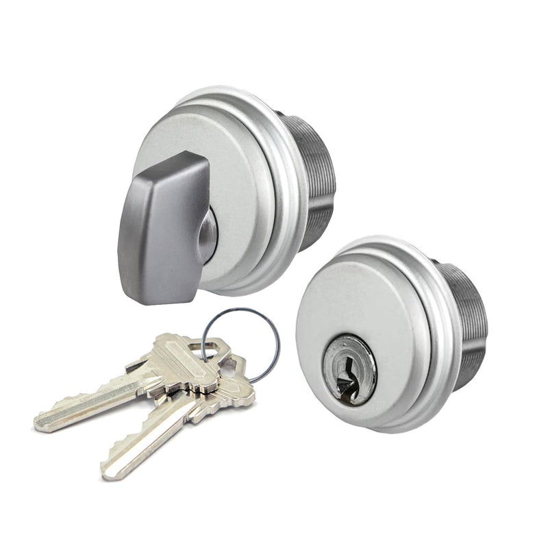 Storefront | Commercial | Glass Door | Mortise Key Cylinder with Keys Alike and Thumb Turn for Deadbolt, Deadhook, Hookbolt, Deadlatch Lock | Available in Aluminum and Duronotic Finishes (Aluminum)