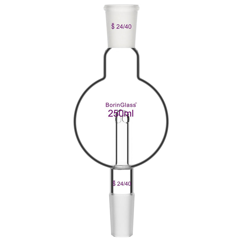 BorinGlass Rotary Evaporator Bump Trap, 24/40 Joint, 250ml Lab Anti-Bumping Bulb for Distillation, Heat & Chemical Resistant 250 ml