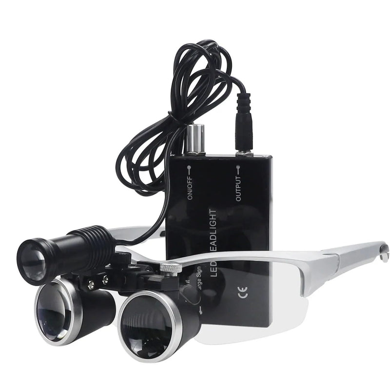 DENTASOP LED Dental Binocular Magnifier 3.5X/2.5X for Surgery and Aesthetics (Silvery, 2.5X) Silvery