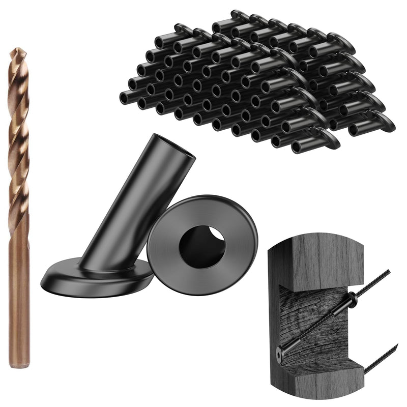 BLIKA 80Pack 25°-35° 1/8" Black Cable Railing Angle Protector Sleeves 1/8" 80
