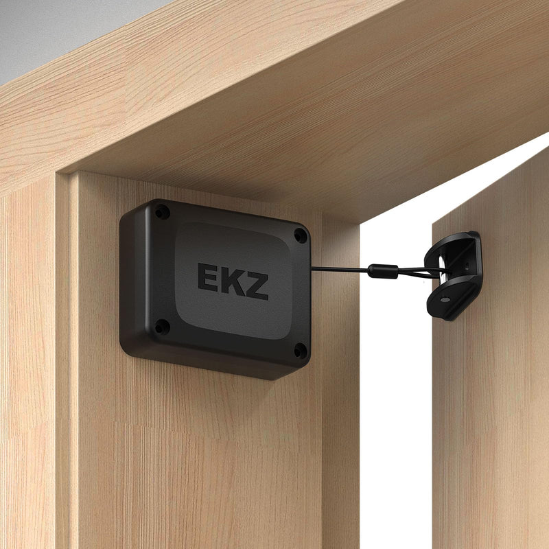 EKZ Retractable Automatic Door Closer – Fits Sliding Glass, Screen, Single & Double Doors – Strong 3.3 lb Spring Tension, Punch-Free Easy Install for Entry, Bathroom, Bedroom, Study (1 Pack) 1 Piece - NewNest Australia