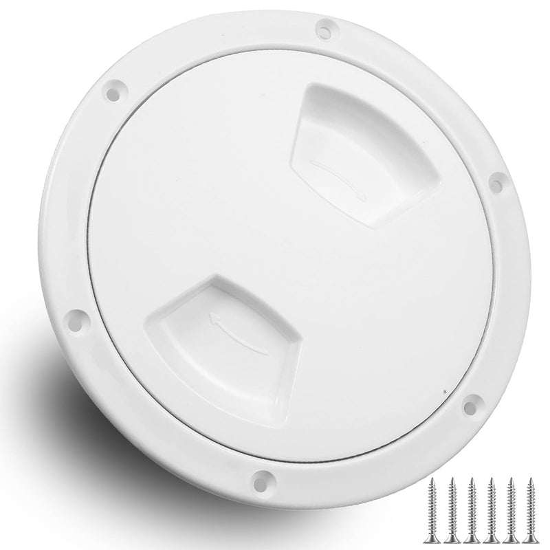 Boat Hatch Cover 5 inch, Non Slip Inspection Hatch White Round Deck Plate for Boats, Detachable Boat Deck Plate for Marine Boat Ships Yacht Truck RV, Attached Screws 5 inch 1pcs