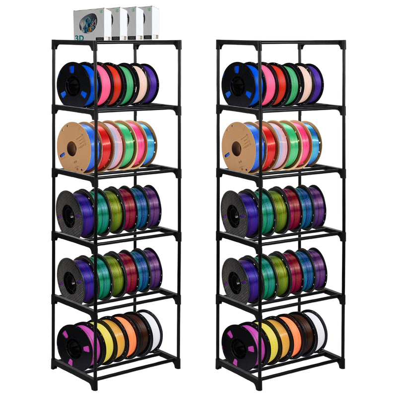 2 Pack 3D Printer Filament Storage Rack, 6-Tier Large Capacity Spool Holder, Heavy Duty Metal Filament Organizer Shelf for PLA/ABS/TPU/Other 3D Printing Materials, Printing Studio & Workshop