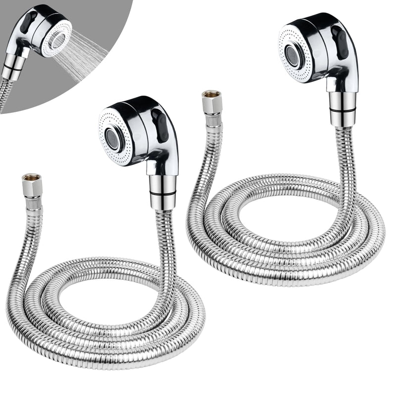 2Pcs Shampoo Bowl Hose And Sprayer 1/4" Nut Shampoo Bowl Faucet,Professional Salon Sink Hose Shampoo Bowl Sprayer Stainless Steel Sink Hose Attachment For Faucet For Salon Sink,Salon Shampoo Bowl