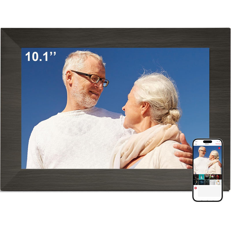 10.1 Inch Smart Digital Picture Frame with Wi-Fi 6, 32GB Storage, IPS Touch Screen, Auto-Rotation, Music Sync, Weather & Clock - Ideal Gift for Families 10" Black