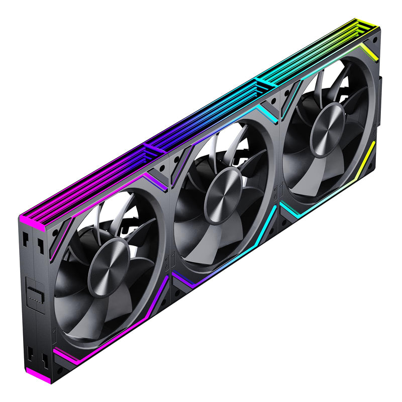 Interstellar V2 RS 120mm PC Reverse Blade Case Fan Infinity Mirror Module Daisy-Chain ARGB Fan Triple Pack Suitable Computer Cooling Fans 360mm AIO Cooler(Black-3Pack) V2RS Black Reverse-3Pack
