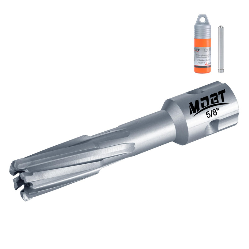 TCT Annular Cutter, 5/8" Diameter and 2INCH Depth, Universal Shank Compatible with 3/4" Weldon Shark and Other Standard Tool Holder 5/8 INCH Industrial