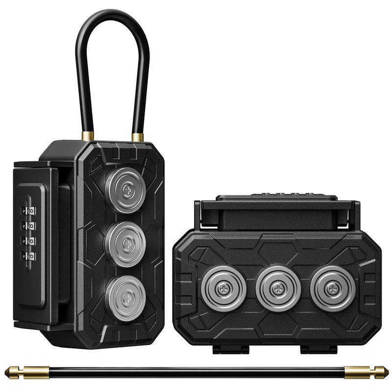 2Pack Magnetic Key Lock Box,Magnetic Key Holder Under car,Key Holder Magnetic,Hide a Key Outside,Waterproof Magnetic Key Hider,4 Combinations & Dual Mounting Standard Classic
