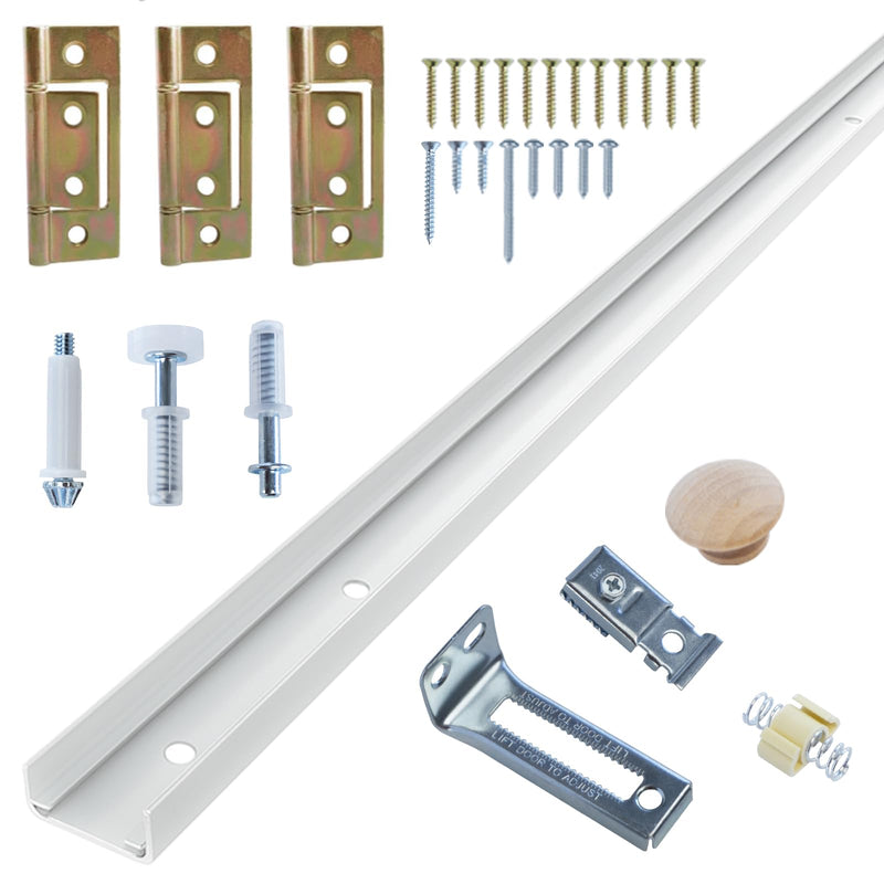 Bifold Door Hardware Kit, 30-Inch Bi-fold Closet Door Track Kit, Full 30-Inch Steel Track, Quiet Operation, Closet Door Track Repair Tool Kit 30 Inch