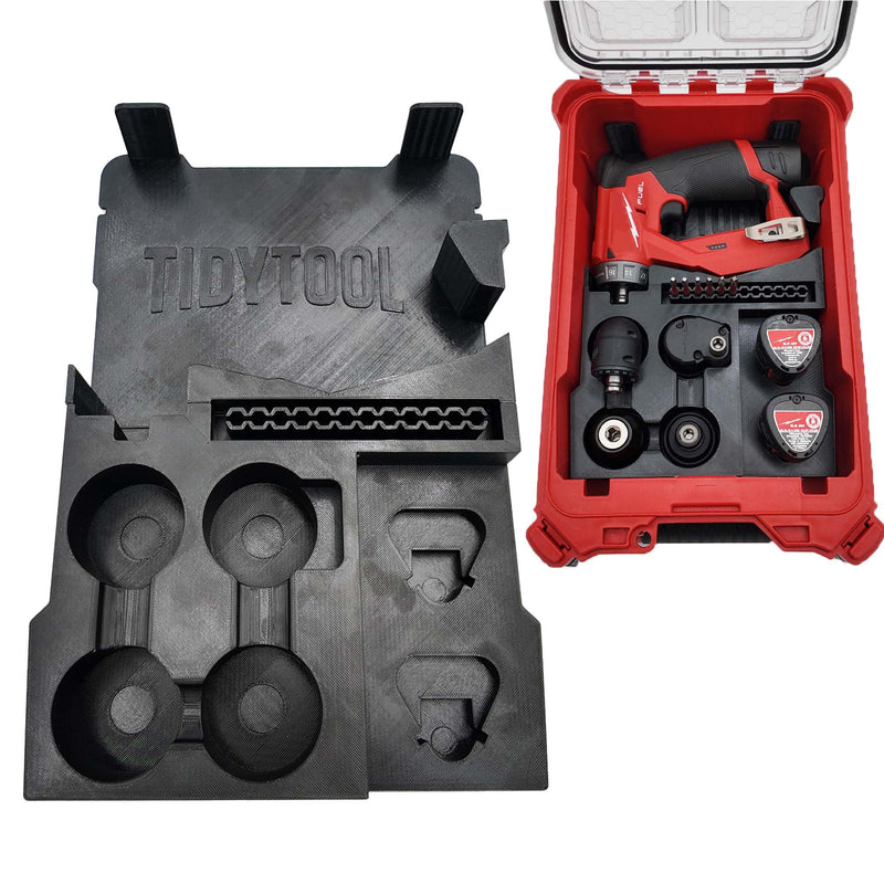 Tidy Tool Insert for Milwaukee M12 Installation Drill 2505-20 – Fits Packout Compact Organizer 48-22-8435 – All 4 Attachments & Battery Storage Liner Only
