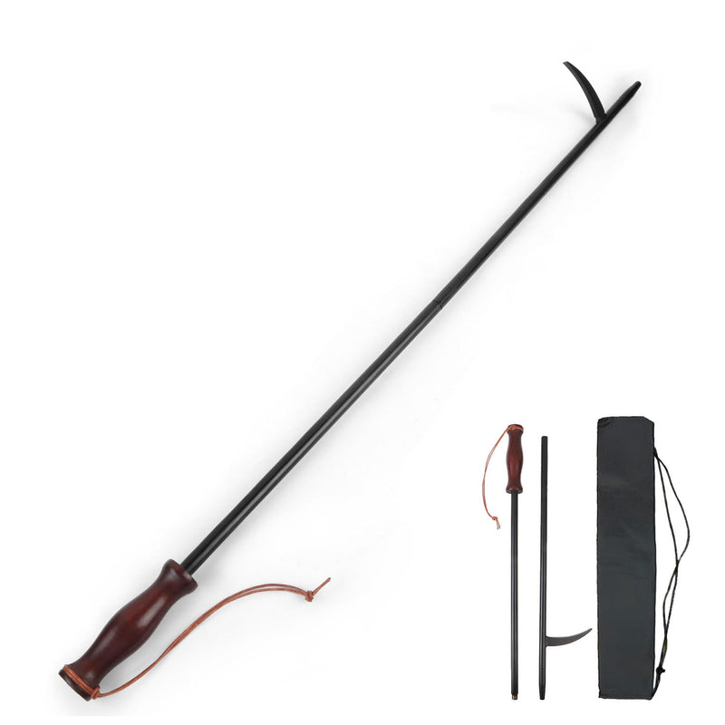 Fire Poker with Blow Poke - 34in 2-in-1 Fireplace Tool with Comfortable Wooden Handle, Durable Poker & Airflow Stick for Fire Pits, Wood Stoves & BBQ