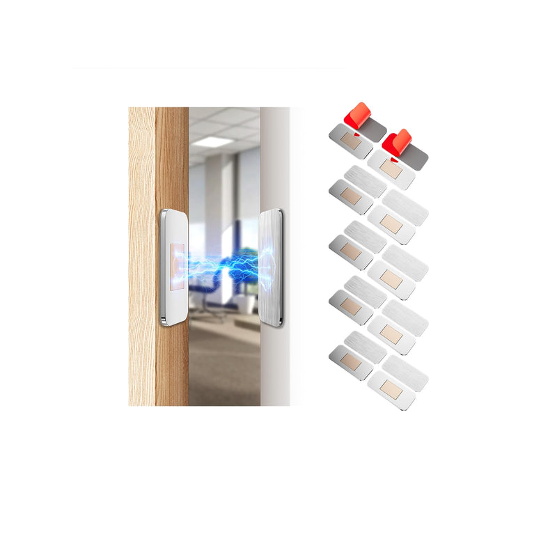 10 Pack Magnetic Cabinet Door Catch, Ultra Thin Cabinet Door Magnets, Adhesive Drawer Magnets to Stay Closed, Stainless Steel Cabinet Latch Easy to Install with Double Sided Tape, Thickness 0.08in Silver