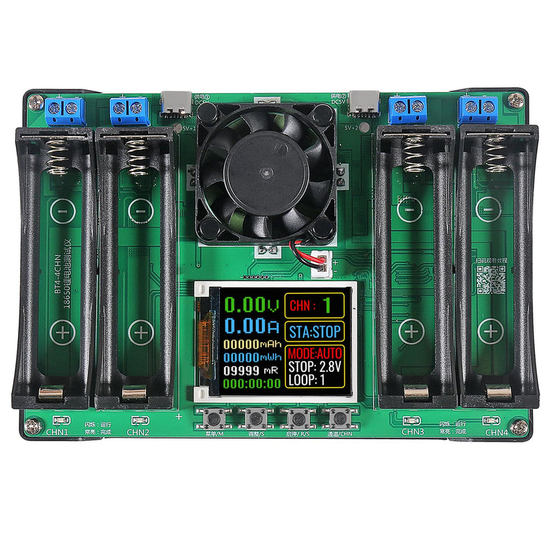 Type-C 18650 Lithium Battery 4 Channel Capacity Tester Module MAh MWh Digital Battery Power Detector Module 18650 Tester Type-C