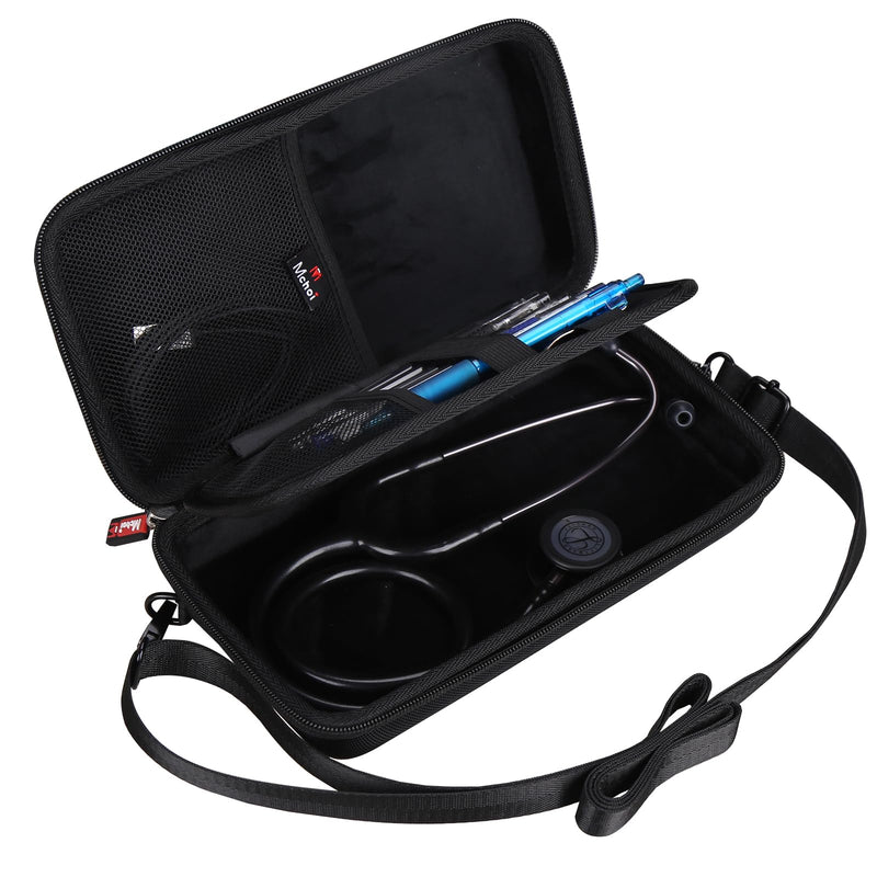 Mchoi Stethoscope Case Compatible with 3M Littmann Classic III, Lightweight II S.E, MDF Acoustica Deluxe Stethoscope, Extra Room for Medical Scissors EMT Trauma Shears and Accessories Large ALL BLACK
